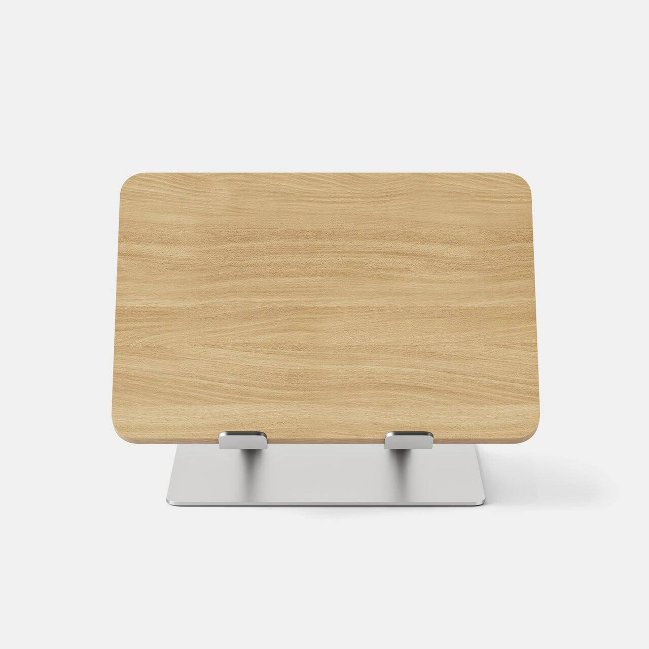 Left. Branch Furniture - Adjustable Laptop Stand – Sleek, Ergonomic Design for Perfect Viewing Angle & Comfort - Woodgrain.