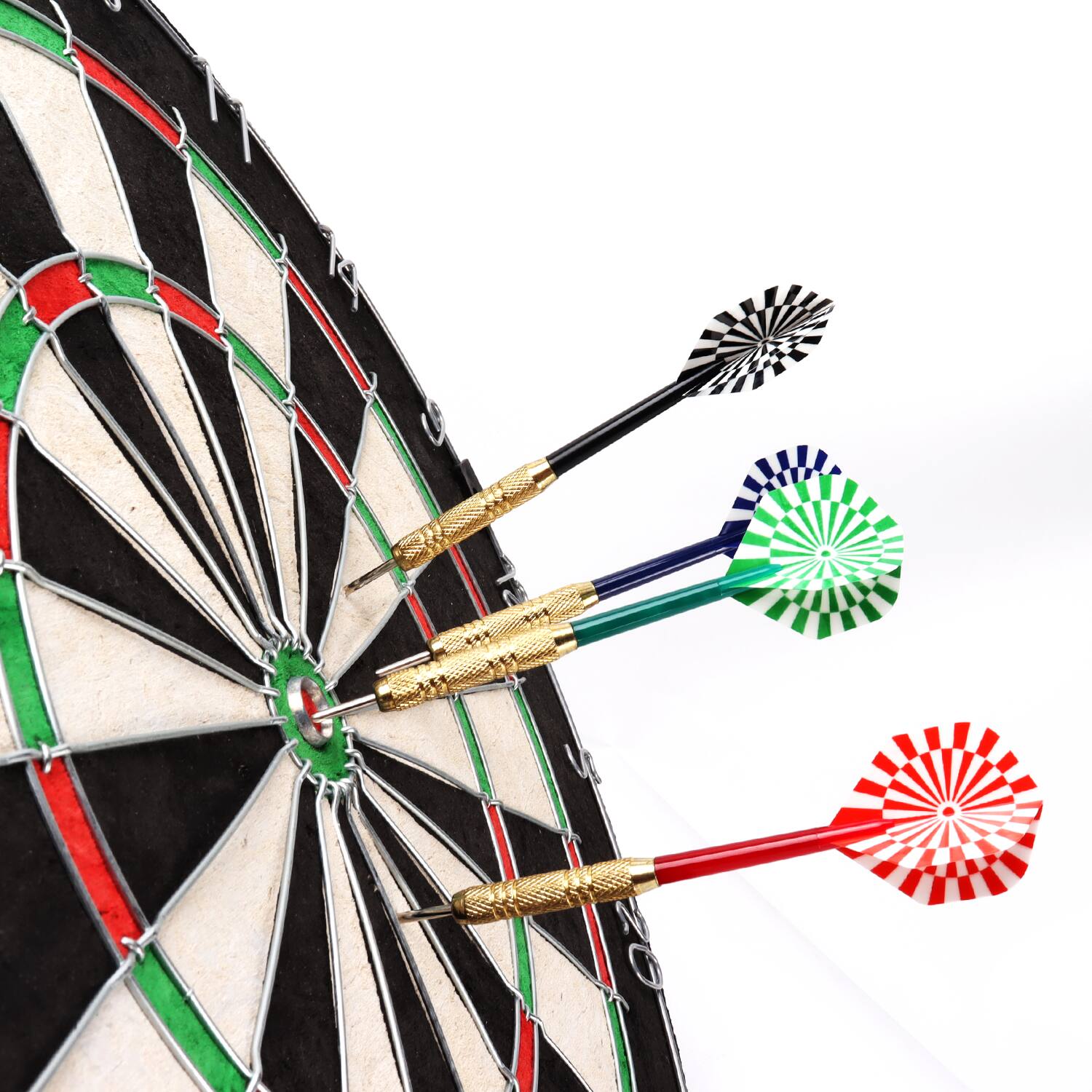 Back. GSE Games & Sports Expert - 12 Pcs of 18 Grams Professional Metal Darts for Dartboard with Extra Flights, Dart Sharpener & Storage Bag - multicolor.