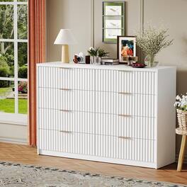 GARVEE - 8 Drawer Dresser for Bedroom Storage, Modern Dressers & Chests of Drawers with Fluted Front, Versatile Dresser - White