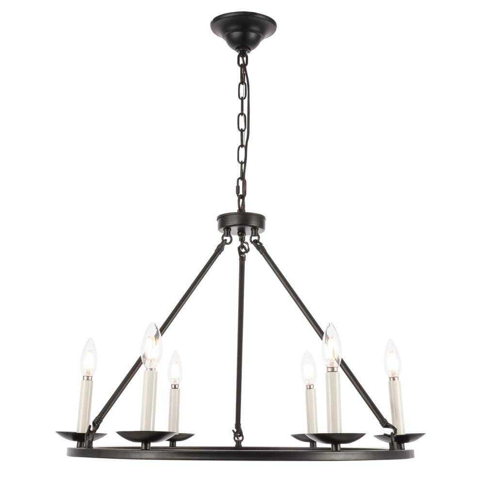 Alt View 10. Living District - Maine 6 light Black chandelier - Black.