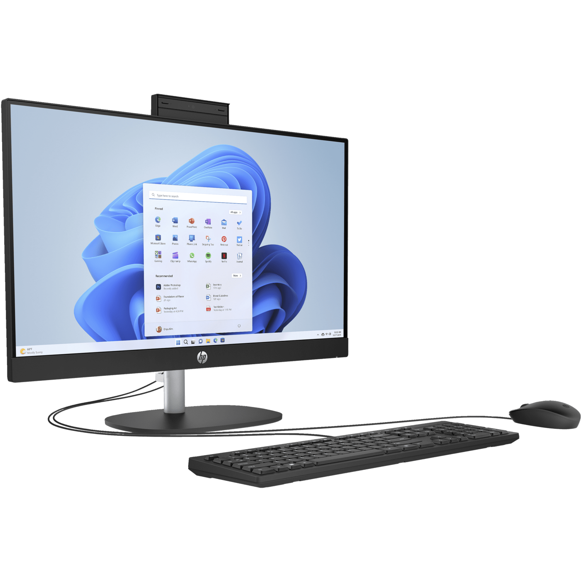 Left. HP - HP 24-cr00 23.8" FHD All-in-One Desktop AMD Ryzen 3 7320U 8GB, 256GB, W11 - Black.