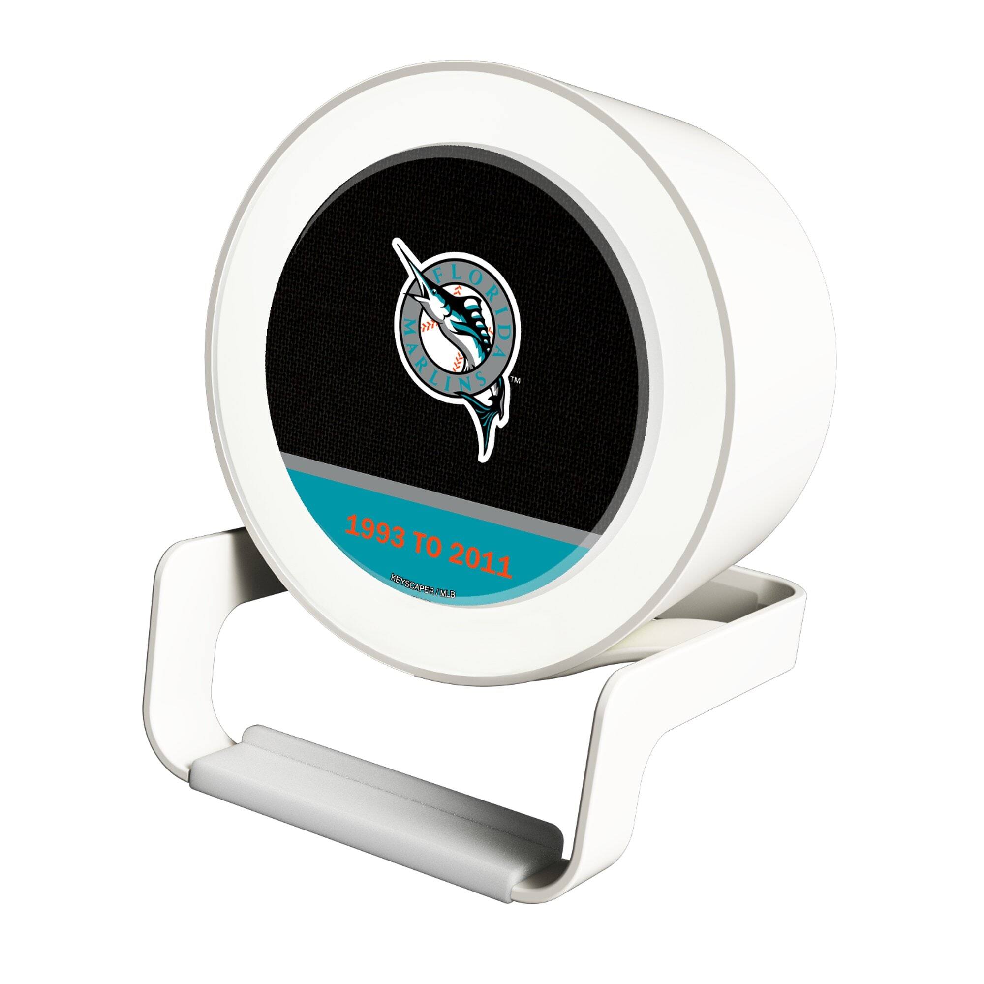 Keyscaper - Florida Marlins Cooperstown Team Logo Night Light Charger with Bluetooth Speaker - Multicolor