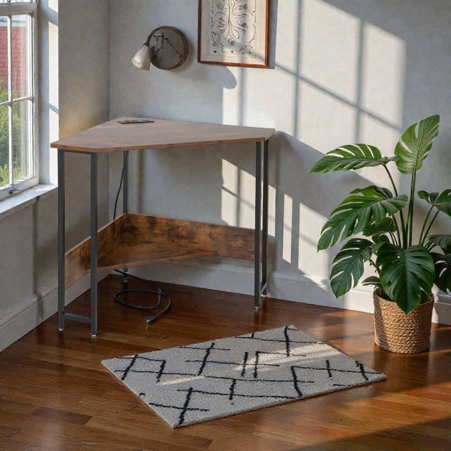 Workdesk Triangle Hivvago Triangle Shaped Workstation Desk with Convenient USB & Power ...