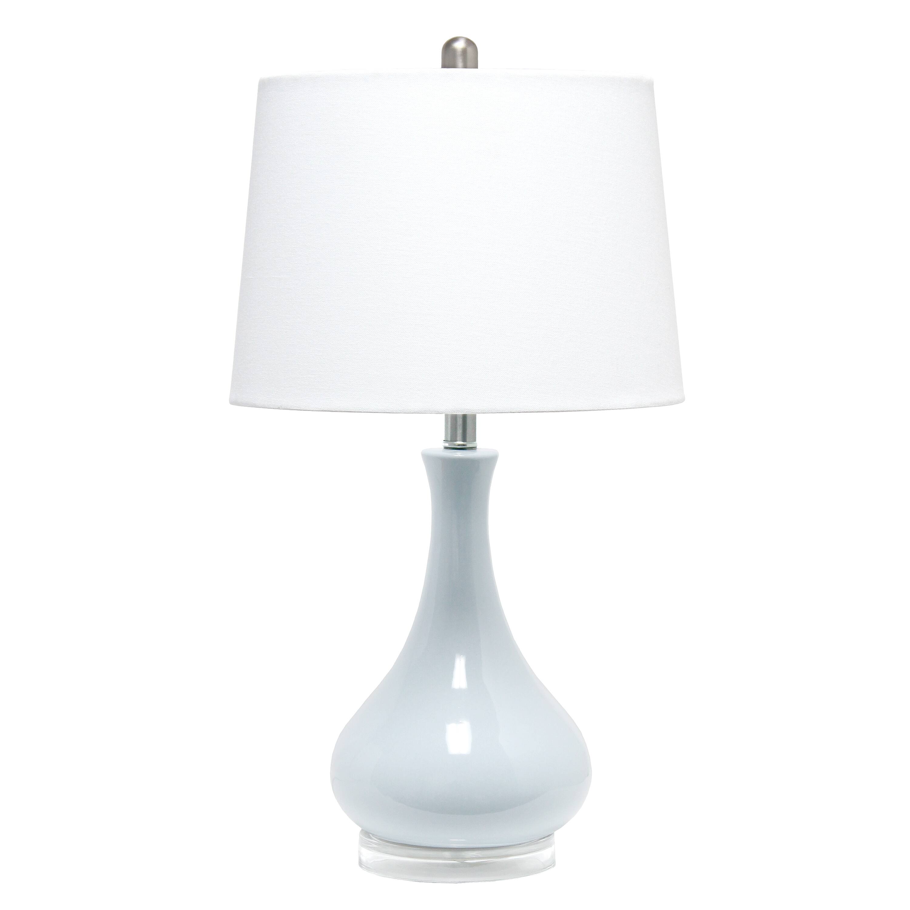 Front. Lalia Home - Droplet Table Lamp with Fabric Shade - Light blue.