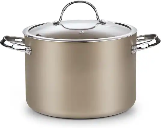 Front. Cooks Standard - Classic 8 qt Stock Pot Dutch Oven Casserole with Glass Lid, Hard Anodized Nonstick Stockpot, Induction, Bronze - bronze.