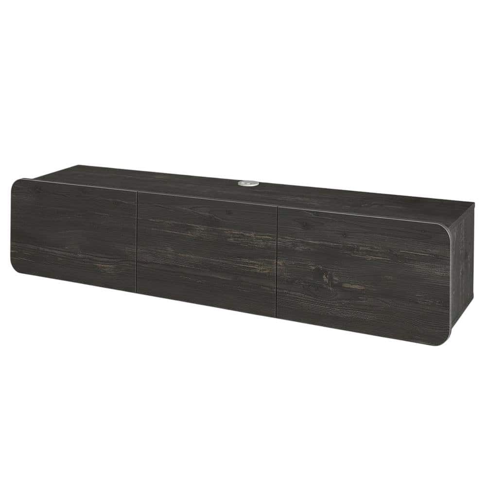 FurniFact - floating TV stand, 80 inch flat screens, modern design, durable wood - Black