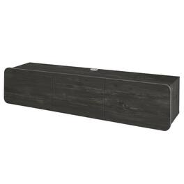 FurniFact - floating TV stand, 80 inch flat screens, modern design, durable wood - Black