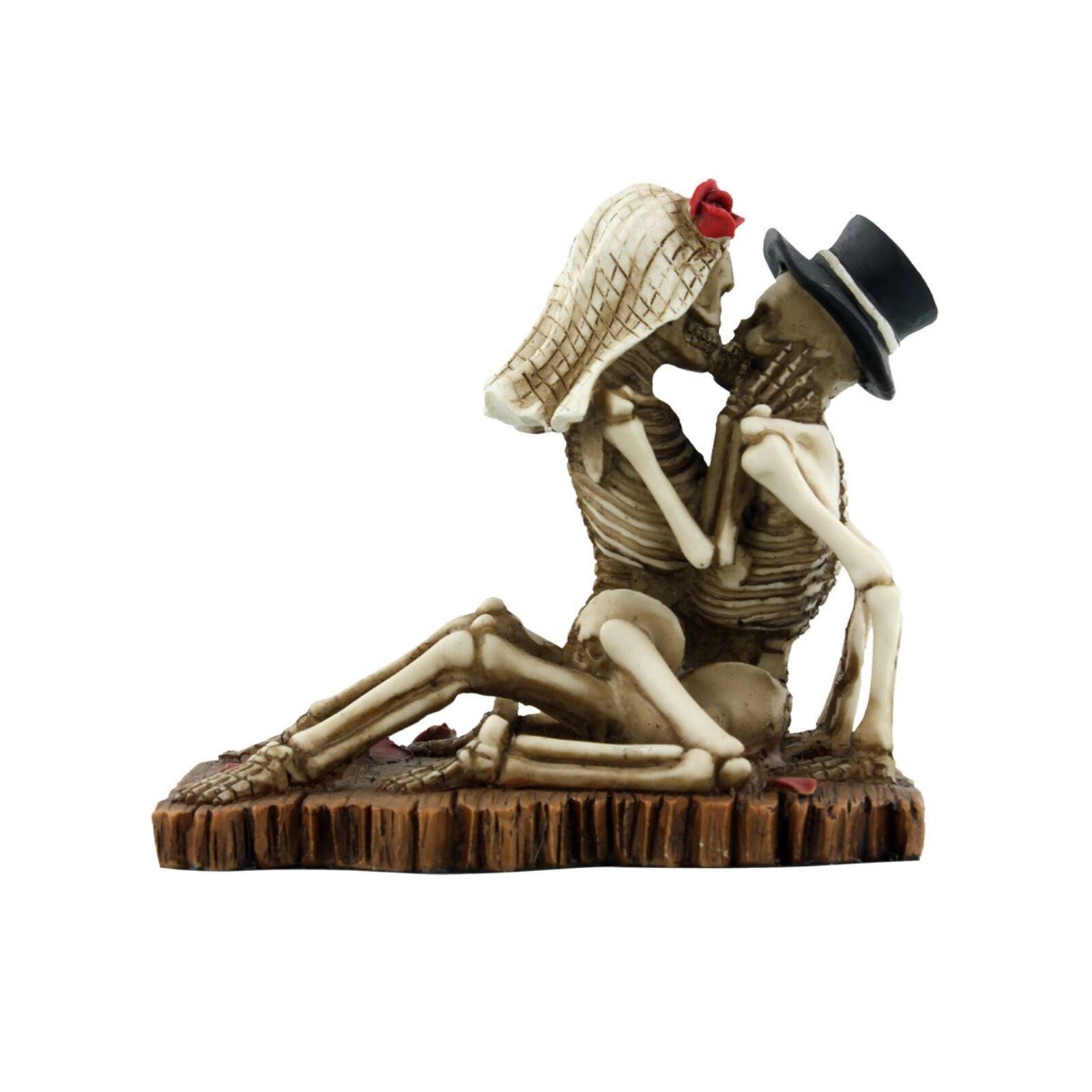 Left. Pacific Trading - Skeleton Couple Love Never Dies Dia de los Muertos Day of the Dead Figurine - Multicolor.