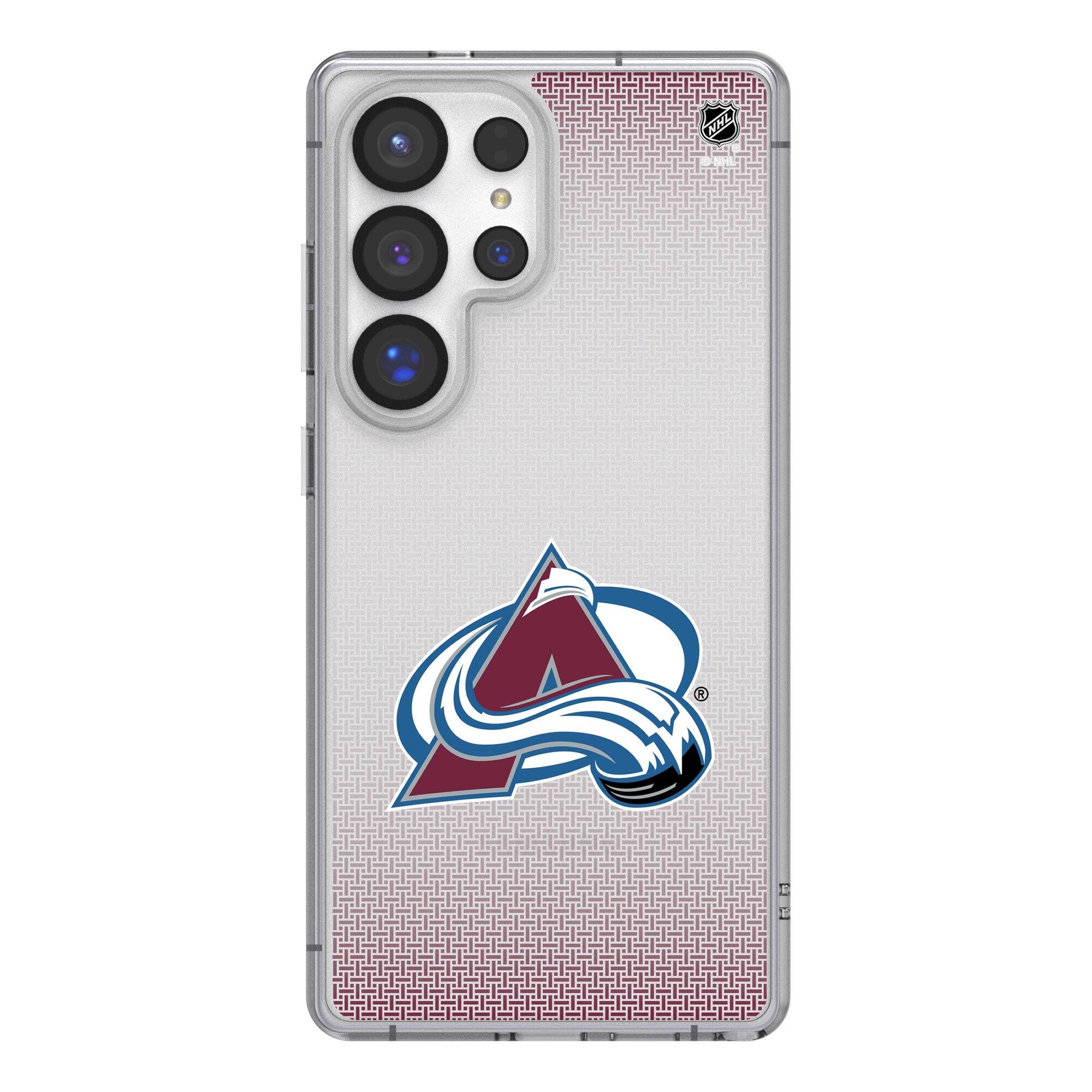 Front. Keyscaper - Colorado Avalanche Linen Logo Galaxy Clear Case - S25 Plus - Multicolor.