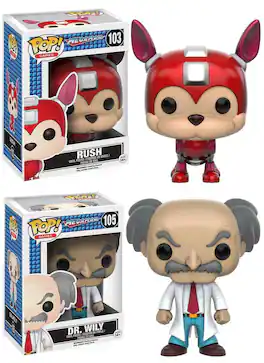 Mega Man Funko POP Vinyl Figure Set: Rush and Dr. Wily