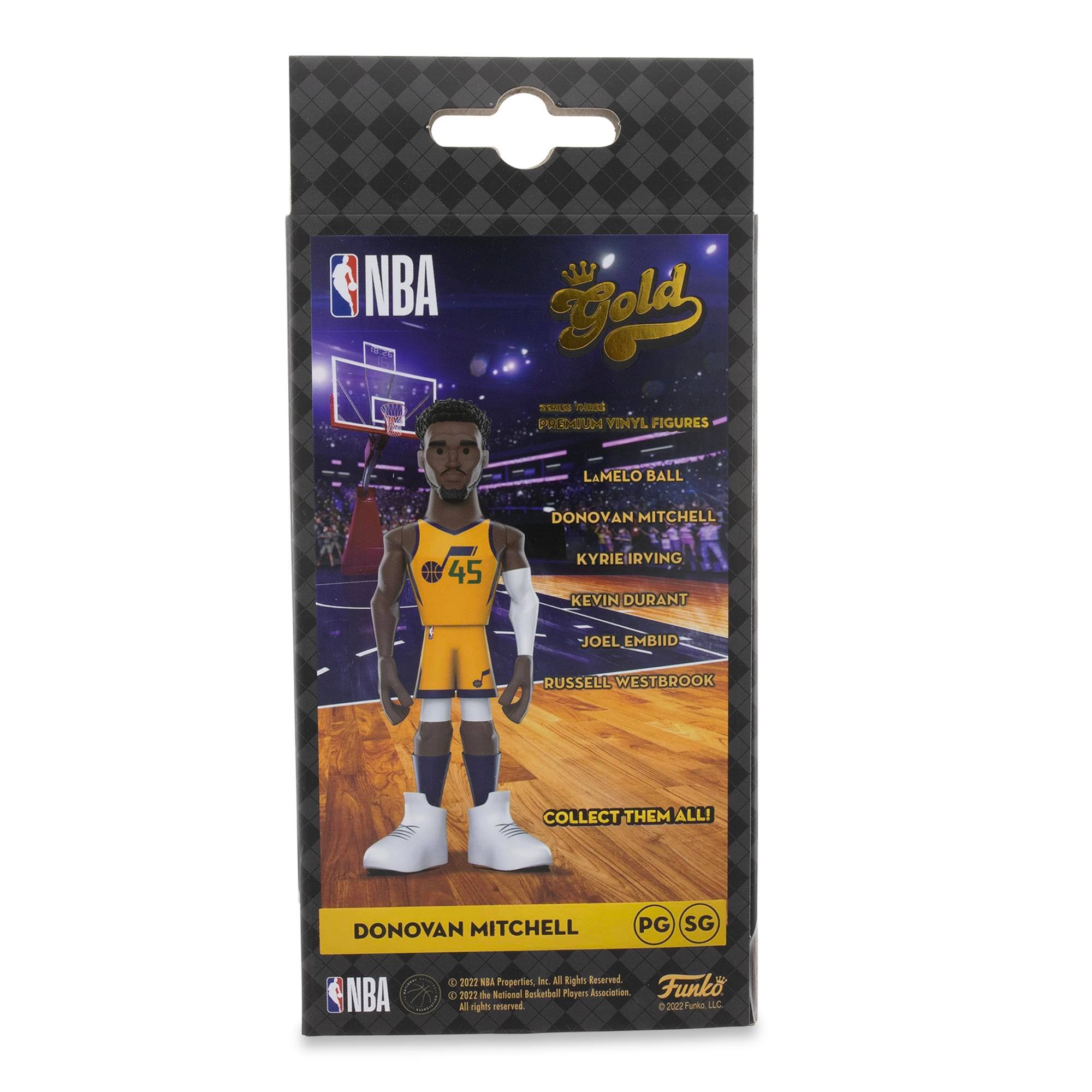 NBA Gold  
Premium Vinyl Figures  

Lamelo Ball  
Donovan Mitchell  
Kyrie Irving  
Kevin Durant  
Joel Embiid  
Russell Westbrook  

Collect Them All!  

Donovan Mitchell  
PG SG  

© 2022 NBA Properties, Inc.  
© 2022 National Basketball Players Association  
© 2022 Funko, LLC  
All Rights Reserved.