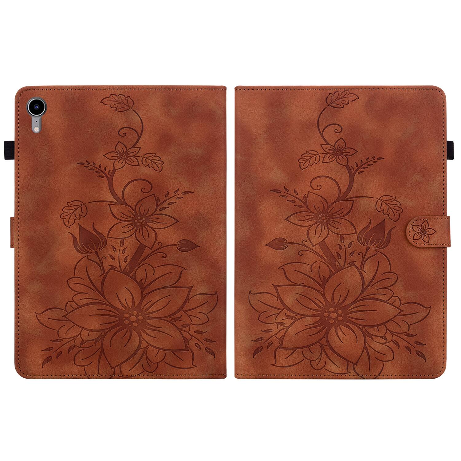 Alt View 1. Dteck - Case for Apple iPad mini (A17 Pro) 2024 & iPad mini 6th Gen 8.3" 2021,Embossed Pattern PU Leather Flip Card Holder Cover - Brown.