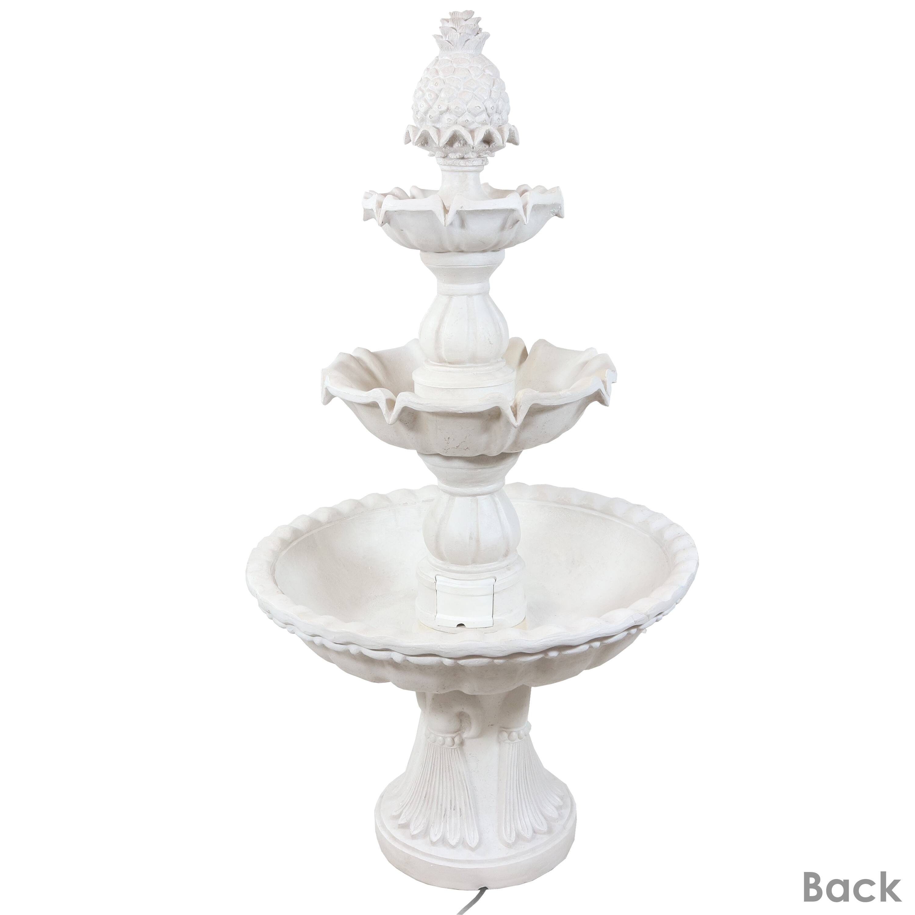 Alt View 8. Sunnydaze - Welcome Fiberglass Outdoor 3-Tier Water Fountain - White.