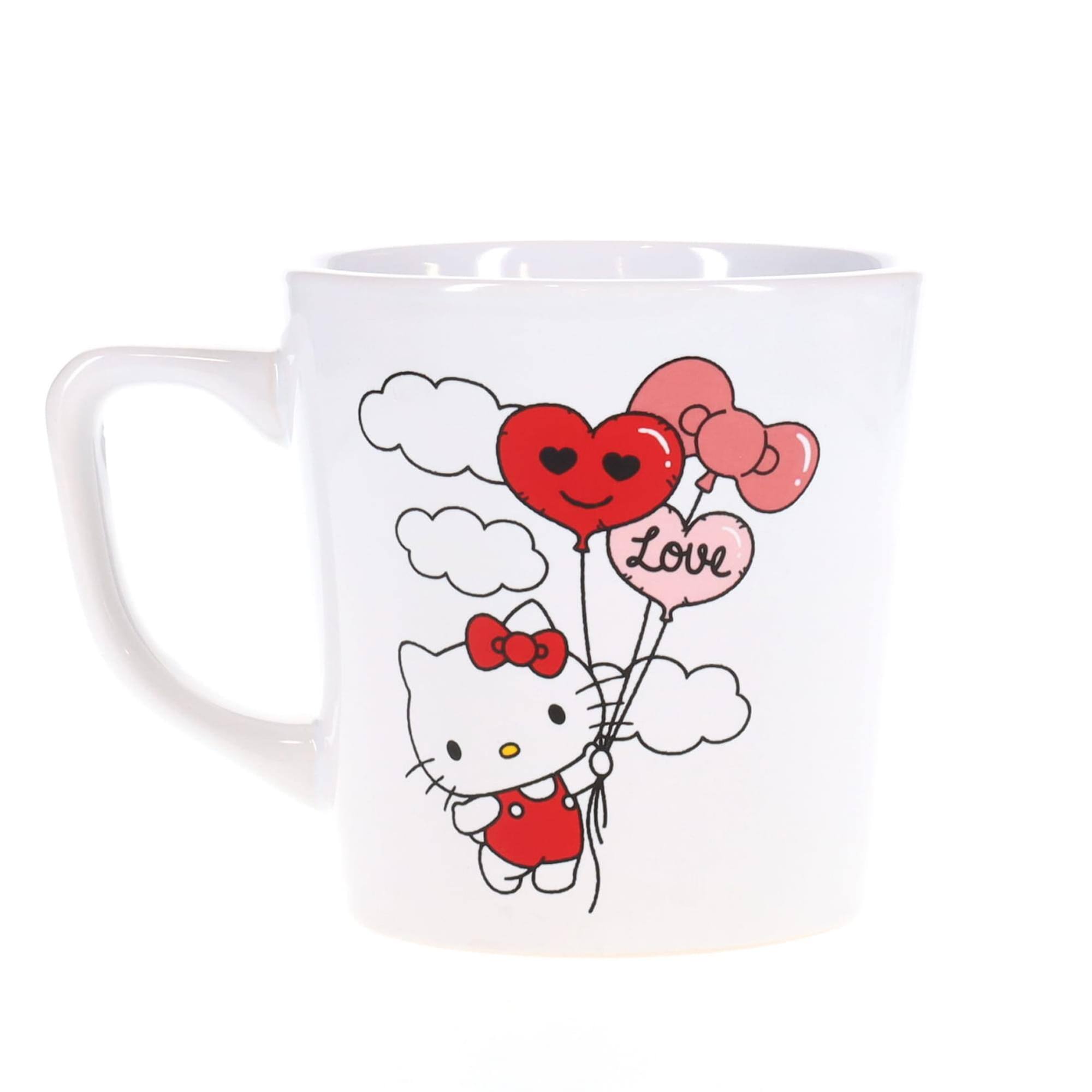 Alt View 1. Silver Buffalo - Sanrio Hello Kitty Love Balloon Wide Rim Ceramic Latte Mug | Holds 17 Ounces - White.