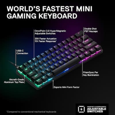 SteelSeries Apex Pro Mini 60% V2 Wired Mechanical OmniPoint SteelSeries Apex Pro Mini 60% V2 Wired Mechanical OmniPoint