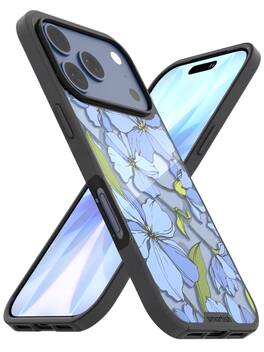 Smartish - iPhone 17 Pro MagSafe Case - Gripmunk Protective Slim Grip Magnetic Cover - Blue Blossoms - Blue Blossoms (MagSafe)