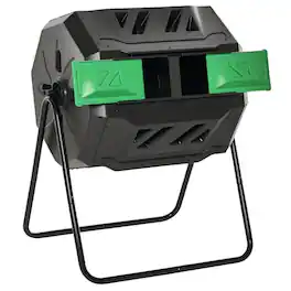 PULUZ - Tumbling Compost Bin Outdoor 360 Degrees Dual Chamber Rotating Composter 43 Gallon
