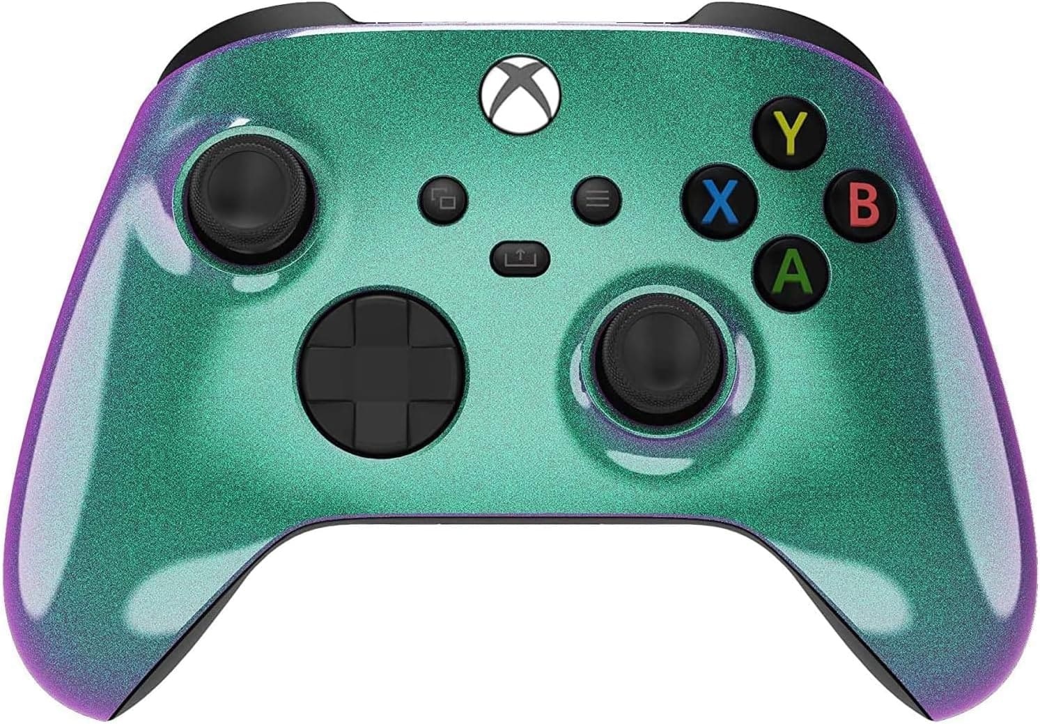 Front. Custom Controllerzz - Custom Wireless Controller for Xbox Series X|S, Xbox One, & PC - Green & Purple Chameleon.