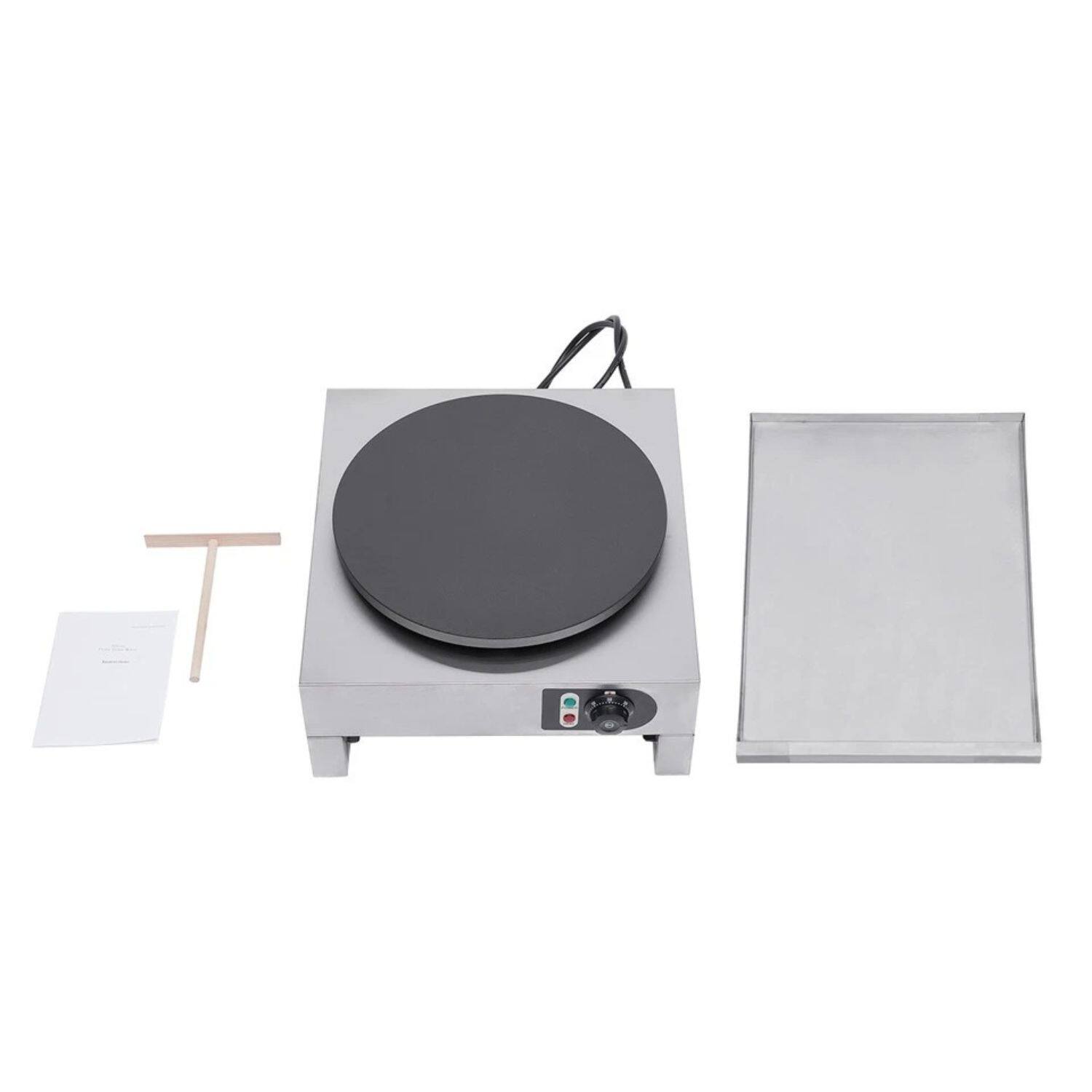 Left. Stock Preferred - 15.7" Commercial Electric Crepe Maker - Silver.