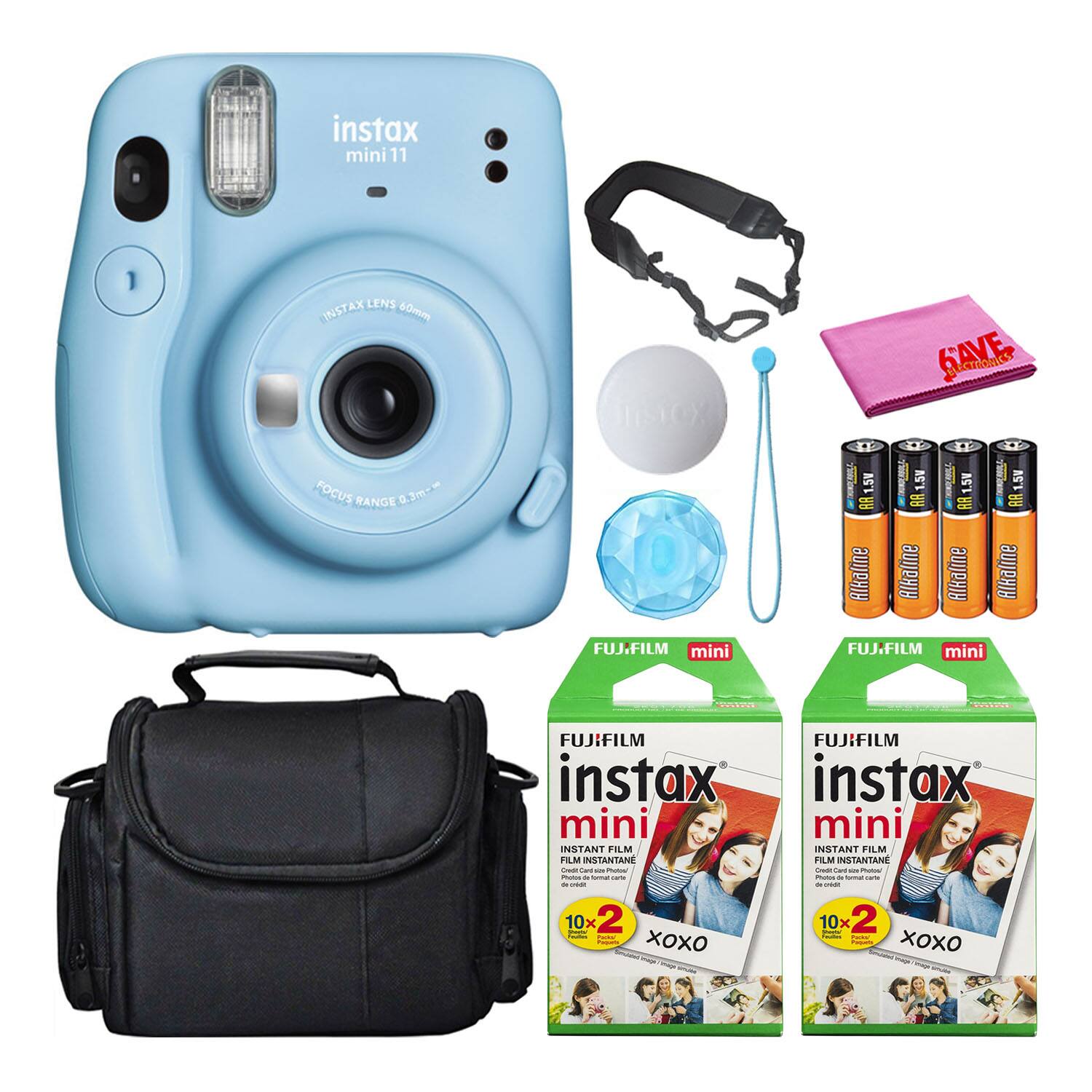 Fujifilm - Instax Mini 11 Instant Camera Kit with 40 Total Films - Sky Blue