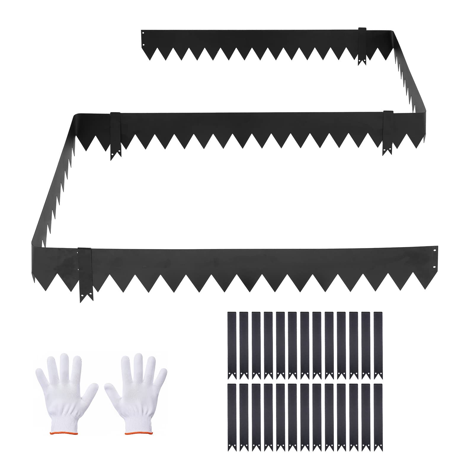VEVOR - Galvanized Steel Landscape Edging, 30-Pack 40 x 6 Inch Metal Edging for Landscaping with 32 Mounting Clips - Black