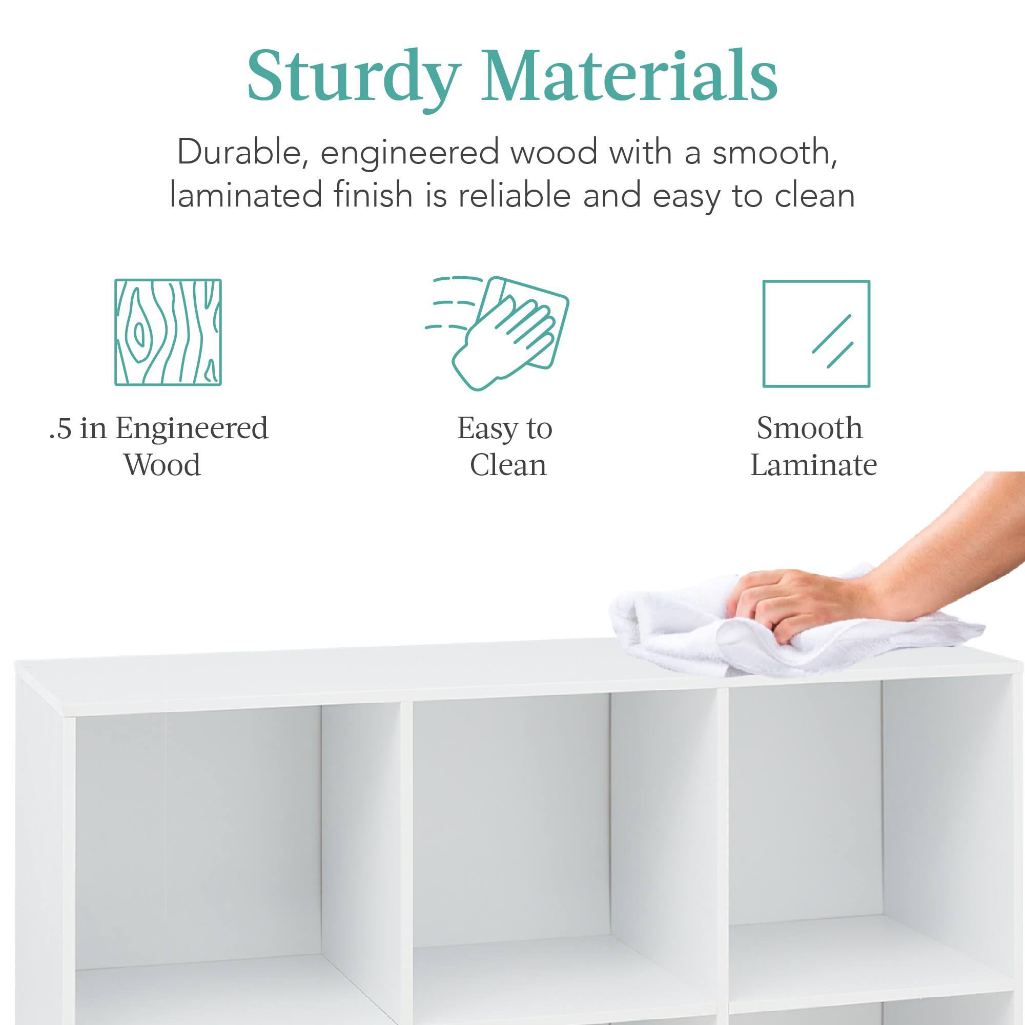 Sturdy Materials: Durable, engineered wood with a smooth, laminated finish is reliable and easy to clean. 

- 0.5 in Engineered Wood
- Easy to Clean
- Smooth Laminate