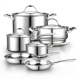 Cooks Standard - Multi Ply Clad Pot Pan Cookware Set, Saucepan, Steamer, Stockpot with Lids - Stainless Steel