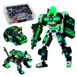 JitteryGit - Robotryx Voltroid Police 3-in-1 Robot Set – 245-Piece Hero Squad Build with Shield & Missiles