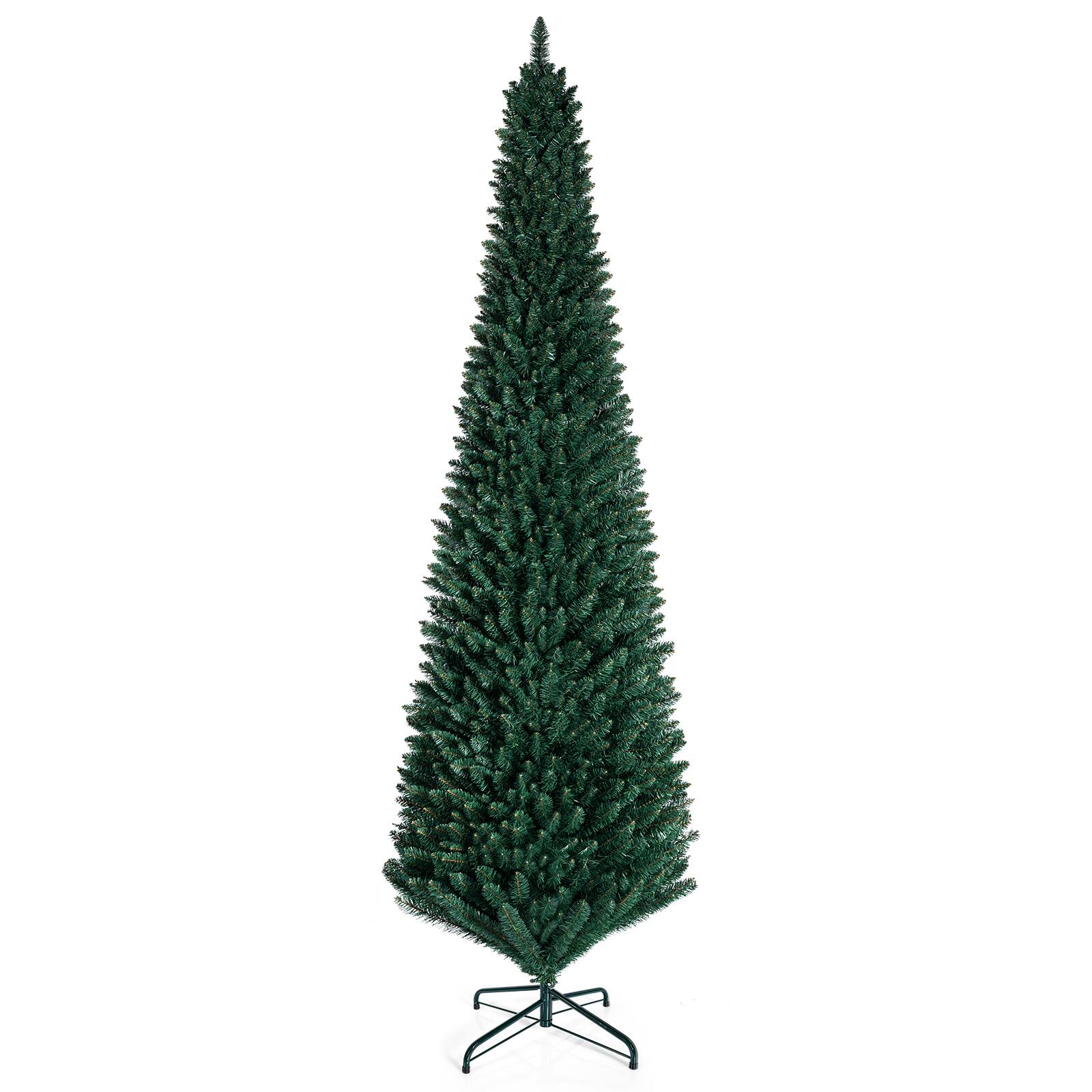 Costway - 9 FT Artificial Slim Pencil Christmas Tree Balsam Fir - Green