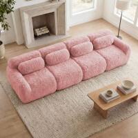 Roomtec - 149 Soft And Fluffy Plush FabricBoneless Sofa32D High Density Sponge Ergonomic DesignFullcompression Vacuum - Pink