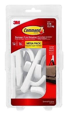Command - Large Utility Hooks Mega Pack, 5 lb., 14/Pack - White