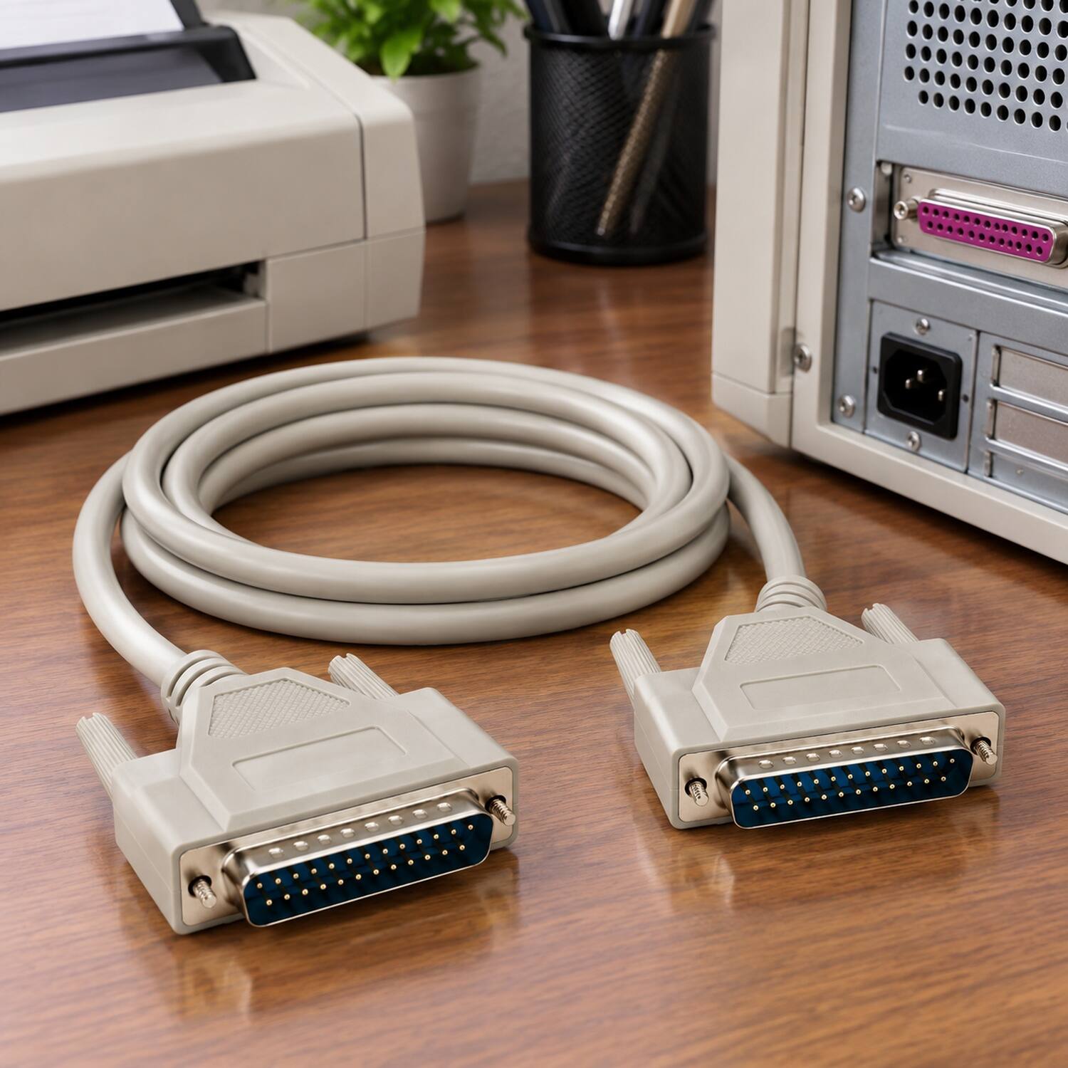 Left. Sanoxy - 6ft IEEE-1284 DB25M/M Parallel Cable - Beige.