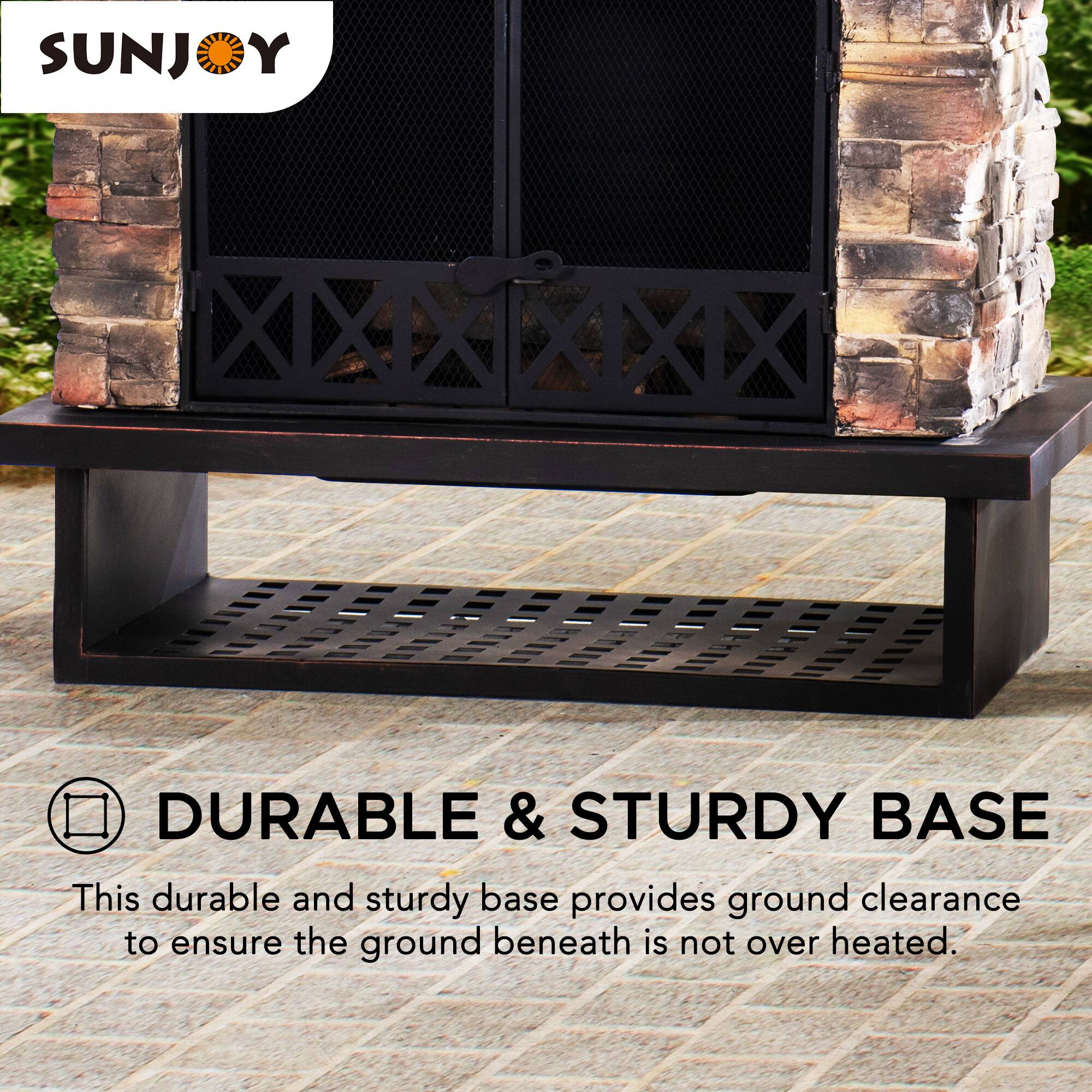 SUNJOY DURABLE & STURDY BASE

This durable and sturdy base provides ground clearance to ensure the ground beneath is not over heated.