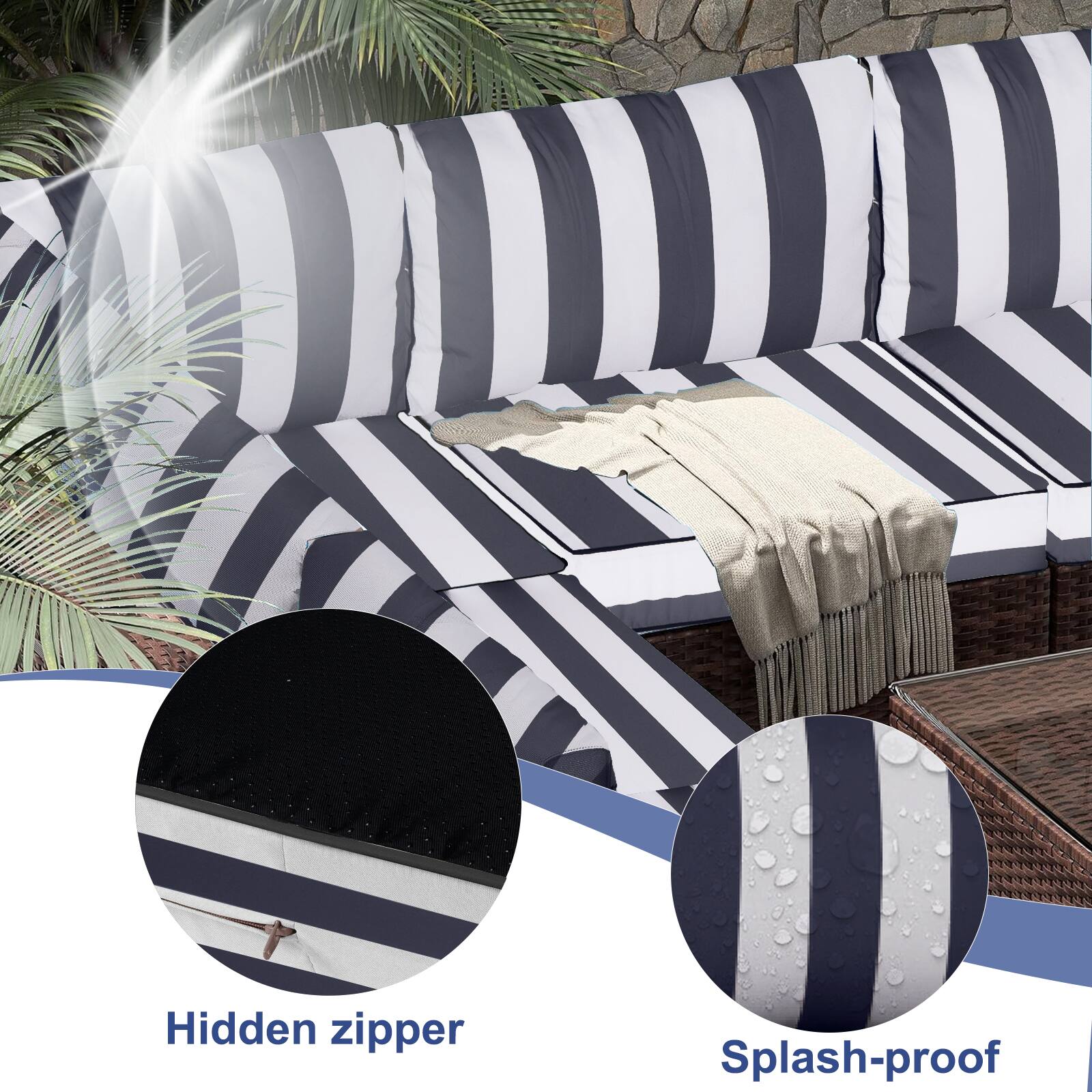 Hidden zipper  
Splash-proof