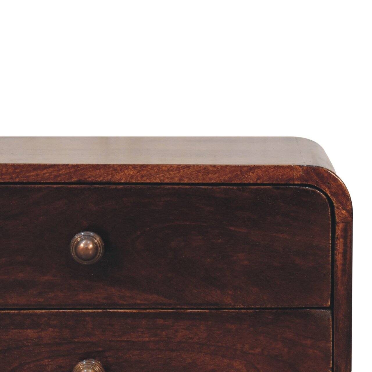 Alt View 1. Artisan Furniture - Artisan Furniture Solid Wood Curved California Walnut Wall Mounted Bedside, 2 Drawers, Dark Brown - Walnut Finish.