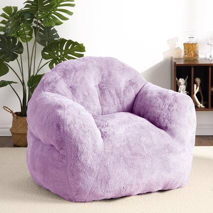 Front. Acekool - Giant Bean Bag Chair with Armrests, 51" Soft Cozy Floor Sofa for Adults & Kids, Filler Included - Purple.