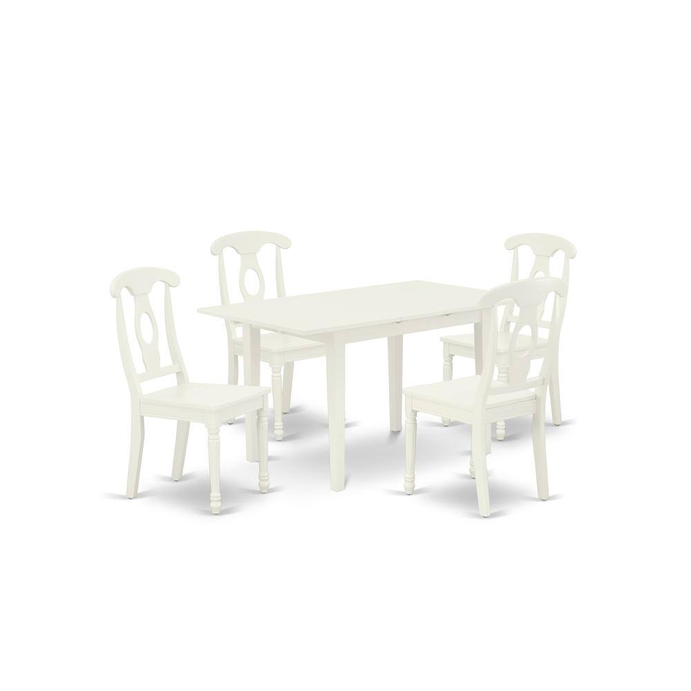 Front. East West Furniture - Dining Table- Dining Chairs - Brown.