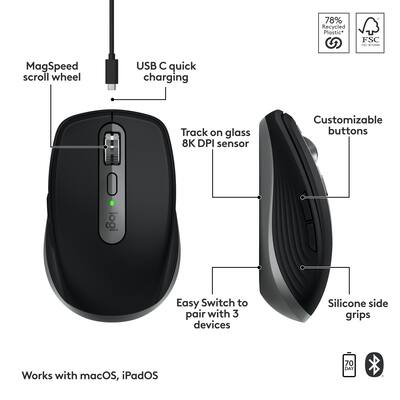 Logitech MX Anywhere 3S for Mac Wireless Bluetooth Optical Fast Logitech MX Anywhere 3S for Mac Wireless Bluetooth Optical Fast