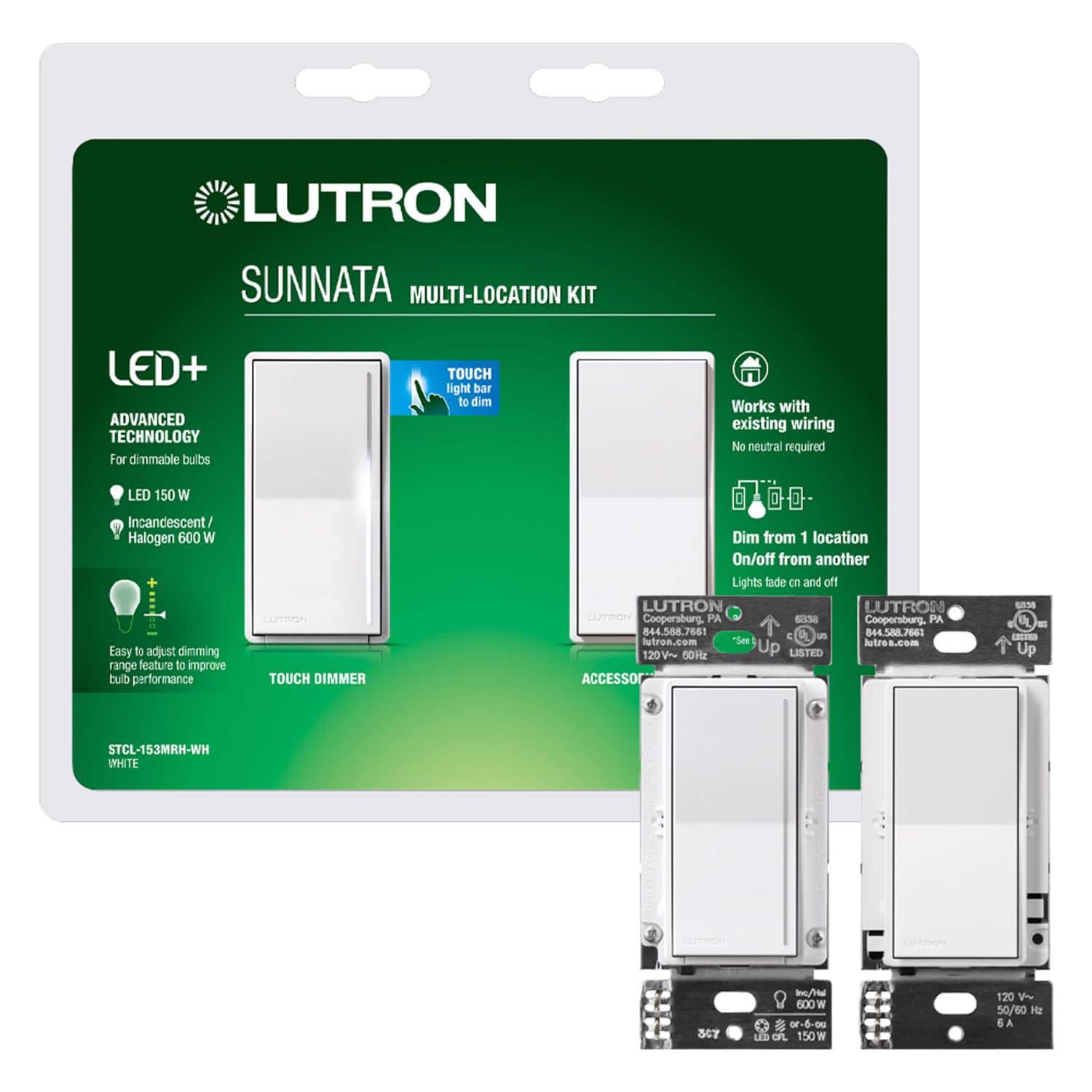 Lutron - Sunnata 150 W Rocker Dimmer 1 pk - White