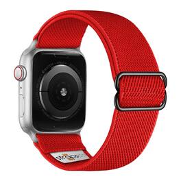 StrapsCo - Nylon Stretch Watch Band Strap For Apple Watch - 44mm/45mm/46mm/49mm - Red (Silver Hardware)