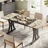Bestier - 70" Farmhouse Dining Table, Fits 6-8, Multi-Color for Retro/Modern, Kitchen, Party Desk - Gray