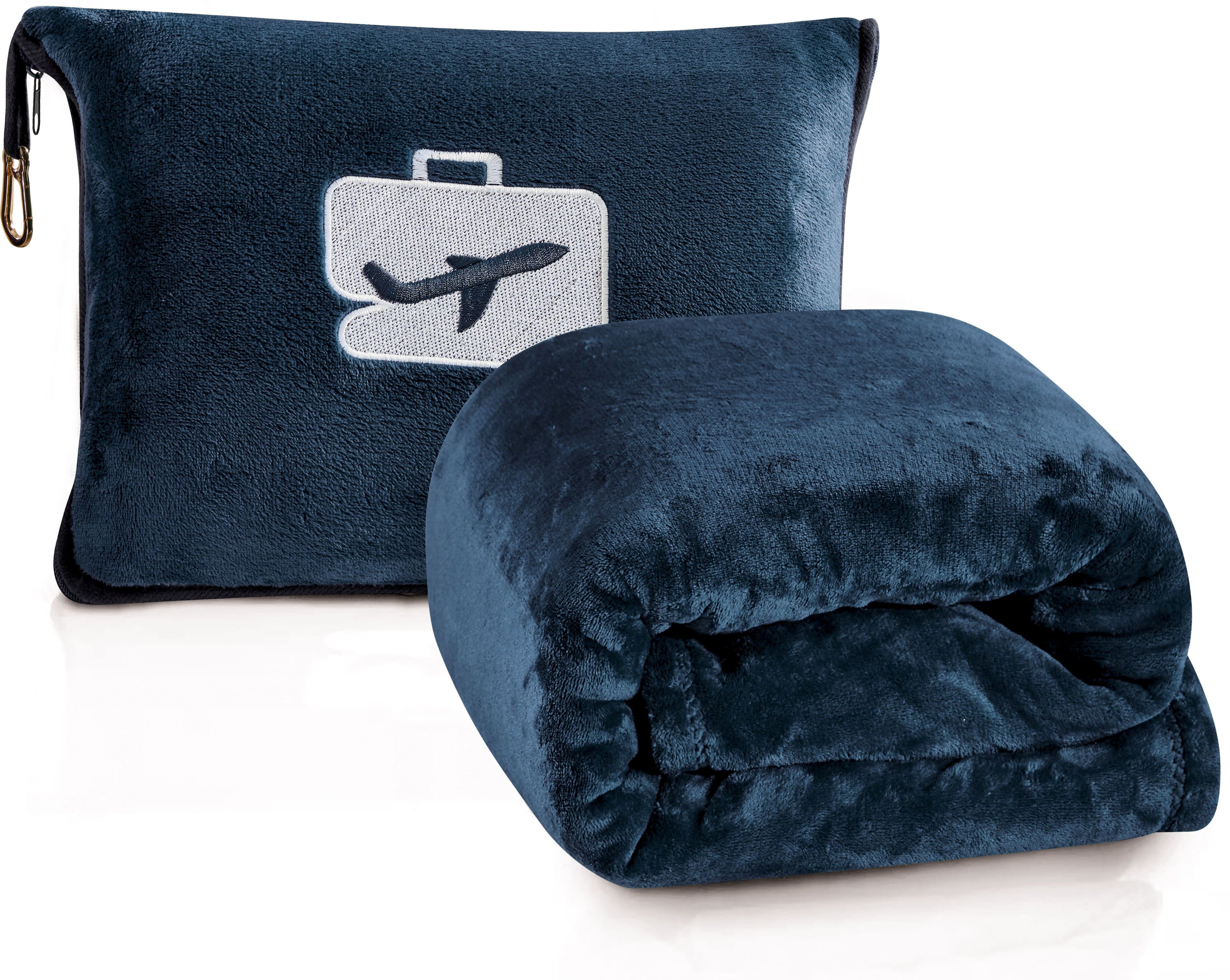 Noble House - Comfort Fly Travel Pillow And Blanket Set - Great For long Or Short Flights - Makes A Great Gift - Navy
