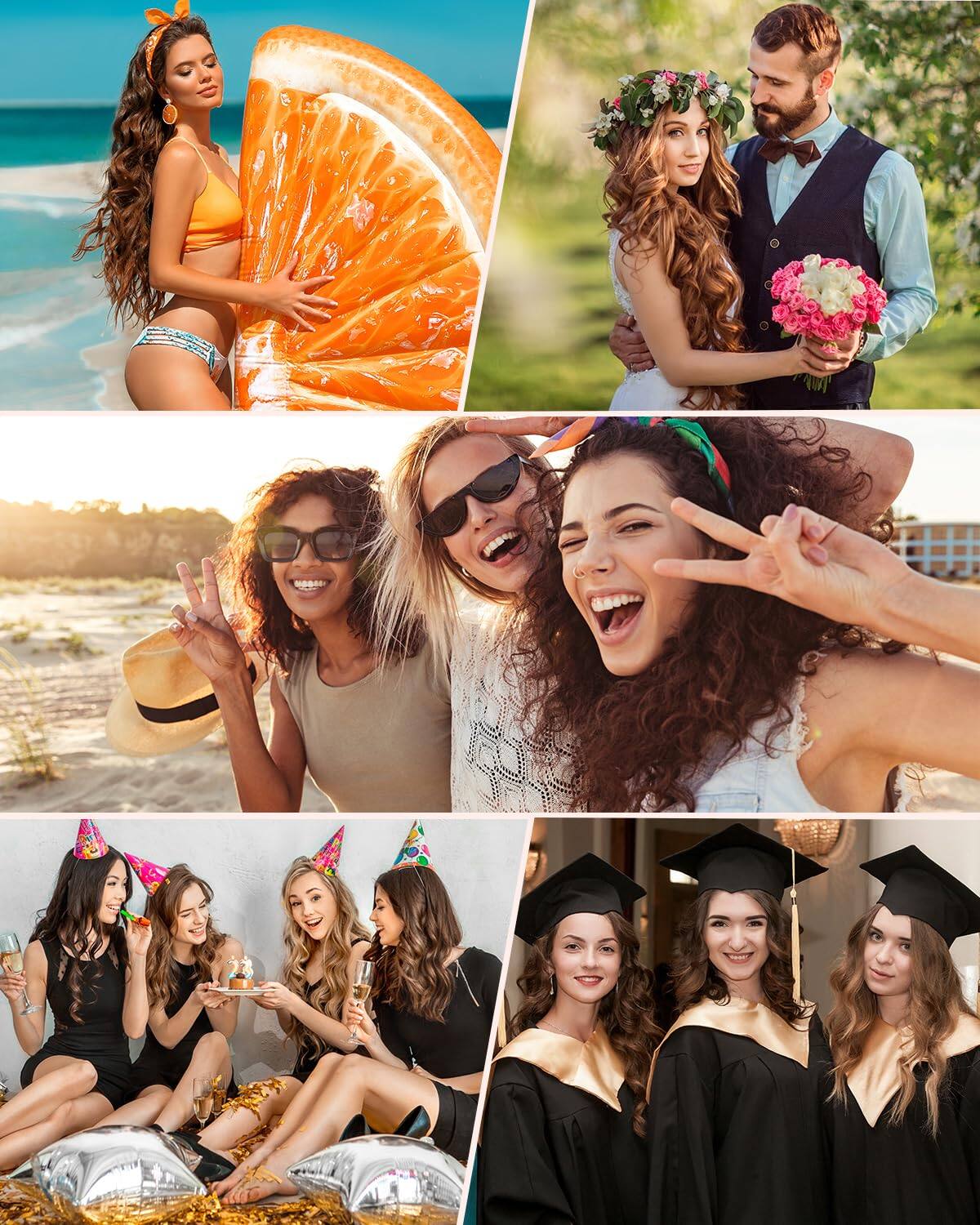 Alt View 5. Reds Spade - Curling Wand Iron 5pcs To Interchangeable Ceramic Heat Protective Glove Clips Dual Hair Curler For Girl - Rose Gold 5 in 1 Set.