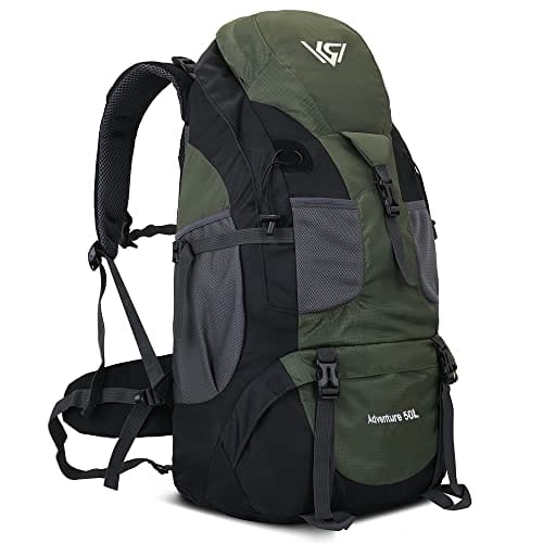 Cozy Serene - 50l Hiking Backpack Waterproof Lightweight Daypack For Outdoor Camping Travel - Army Green