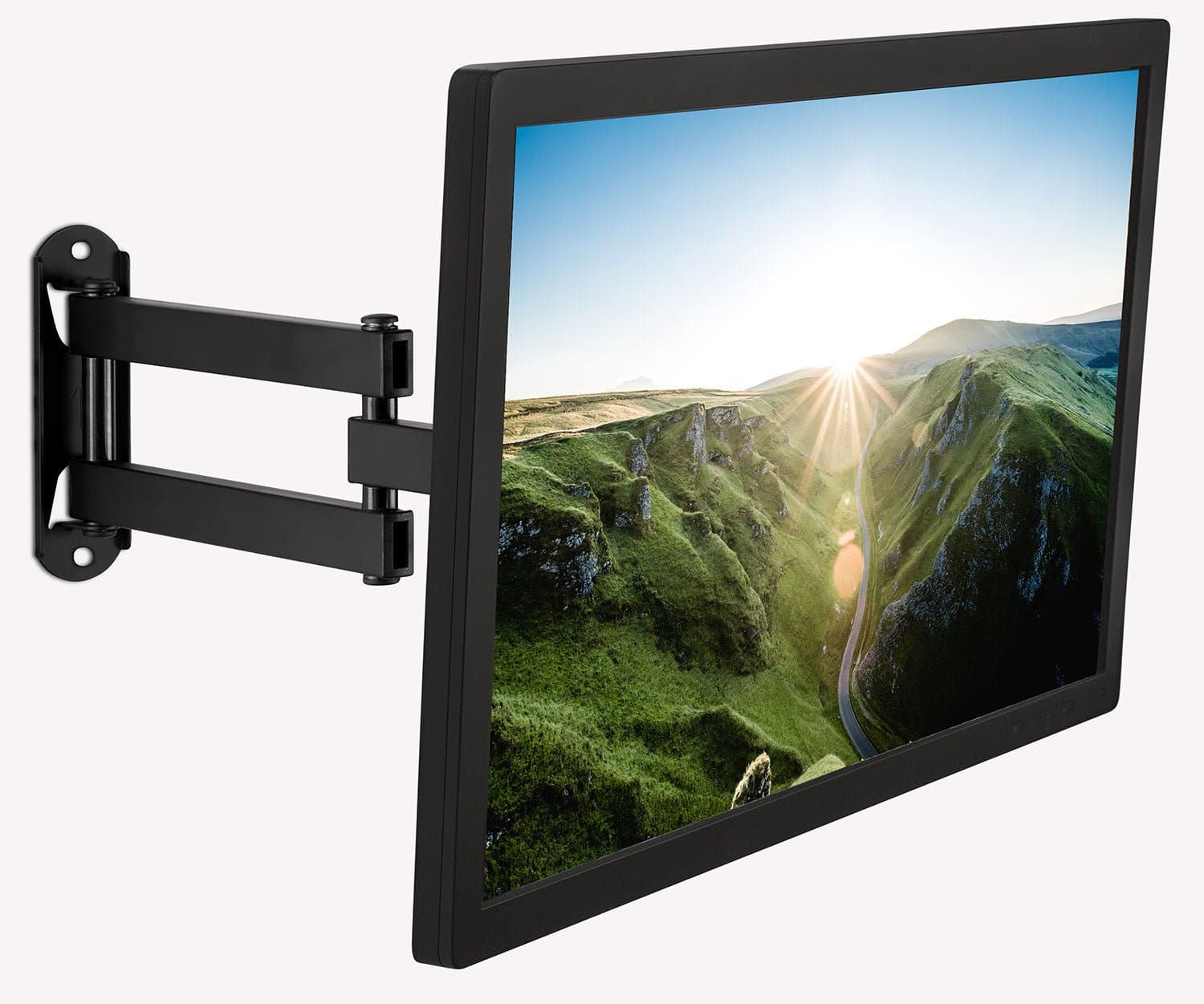 Left. Mount-It! - Full Motion TV Wall Mount for 19–30" Screens – Swivel, Tilt, Extend, Single-Stud Install, VESA Compatible - Black.