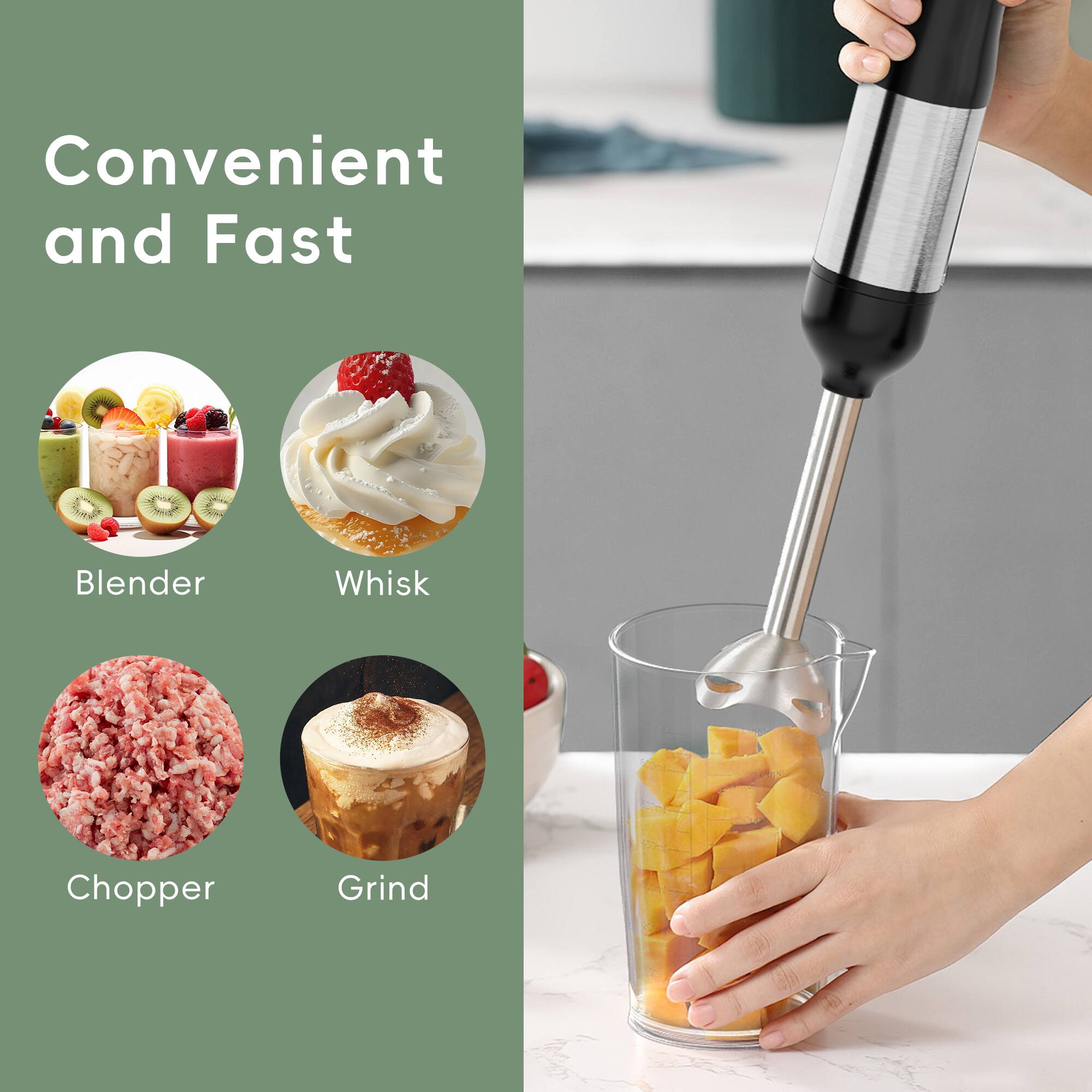 Convenient and Fast

Blender  
Whisk  
Chopper  
Grind