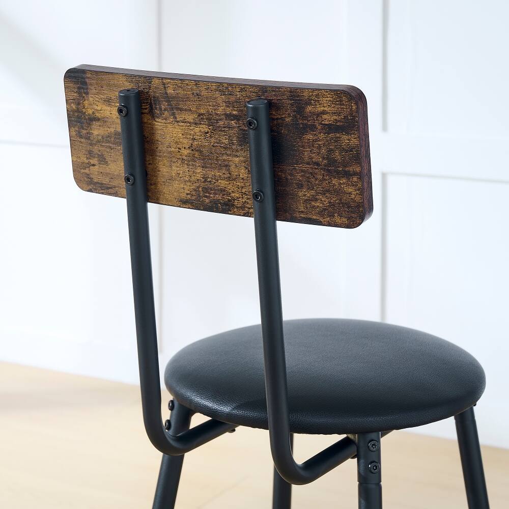 Alt View 4. Loheer - Loheer Round Bar Table Set Rustic Brown Upholstered Bar Stools Small Space Bar Set Iron Frame Bar Furniture - Rustic Brown.