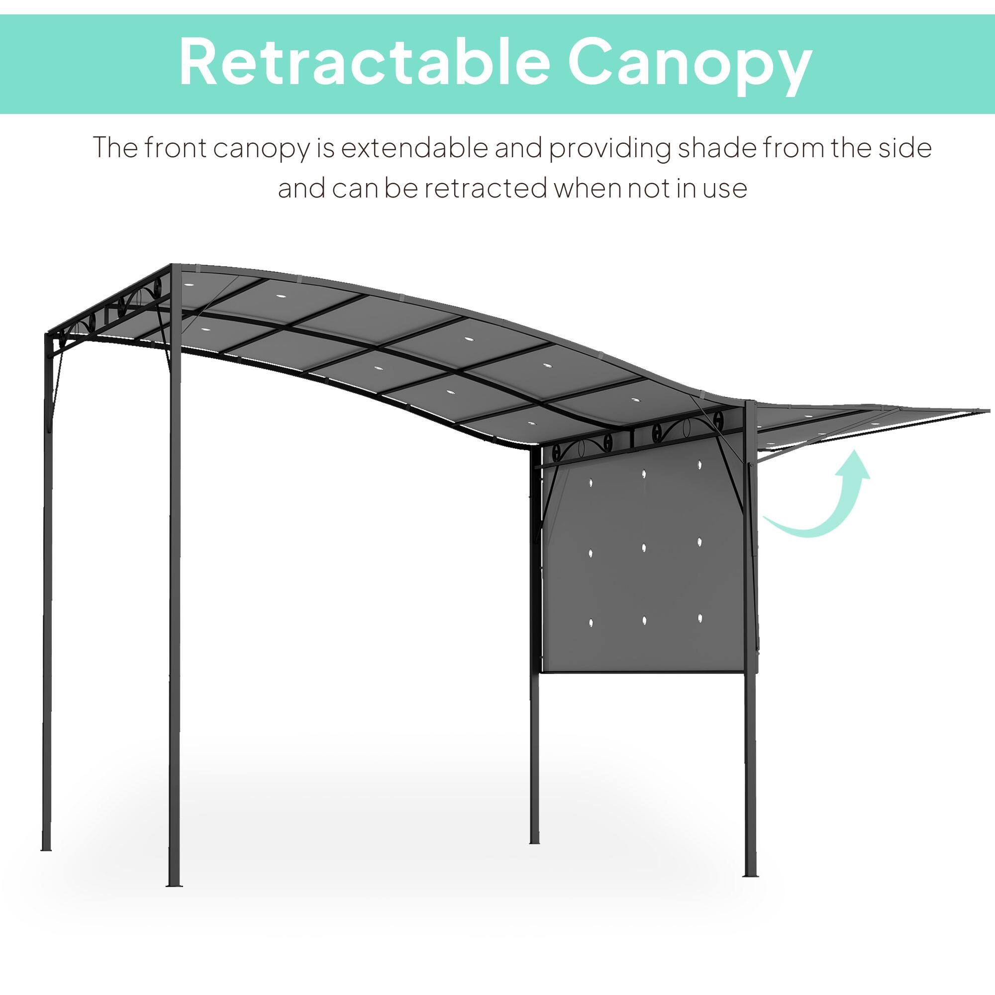 Retractable Canopy

The front canopy is extendable and providing shade from the side and can be retracted when not in use.