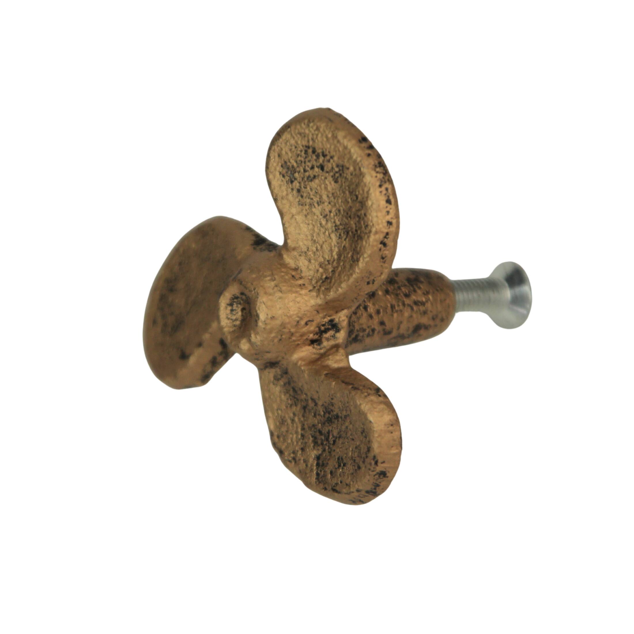 Alt View 1. Zeckos - Set of 6 Gold Boat Propeller Drawer Pulls – Nautical Charm for Cabinets - Gold.