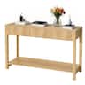 VEVOR - 47 in Console Table, Farmhouse Desk Behind the Couch with Drawers and Bottom Storage Shelf, Wooden Entrance Sofa Table - Natural Wood